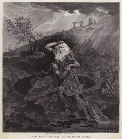 Acteurs anglais Henry Irving et William Haviland dans une production du Roi Lear de Shakespeare au Lyceum Theatre, Londres - English School