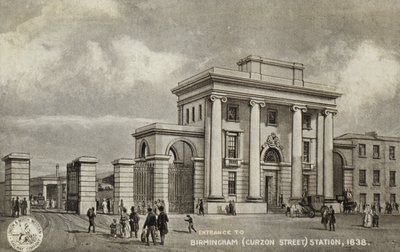 Entrée de la gare de Birmingham (Curzon Street), 1838 - English School