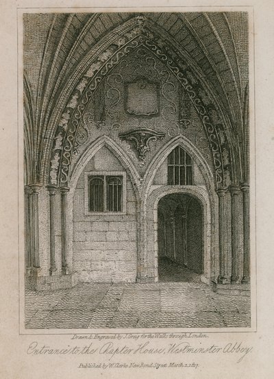 Entrée de la salle capitulaire, Abbaye de Westminster, Londres - English School