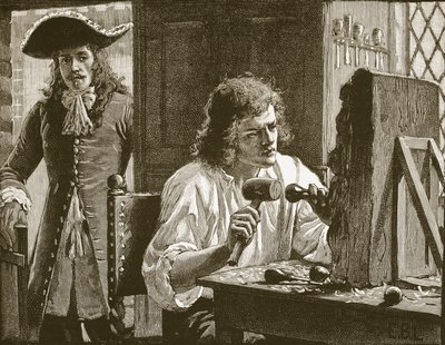 Evelyn découvrant Grinling Gibbons (illustration de Cassells Illustrated History of England) - English School