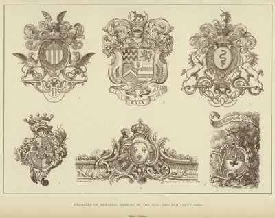 Exemples de dessins héraldiques des XVIIe et XVIIIe siècles - English School