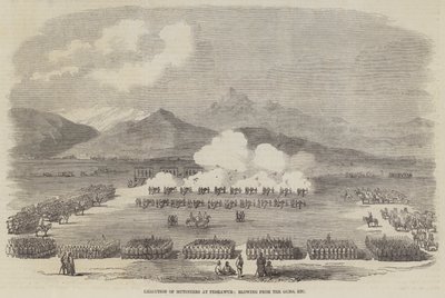 Exécution des mutins à Peshawur, soufflés par les canons, etc. - English School