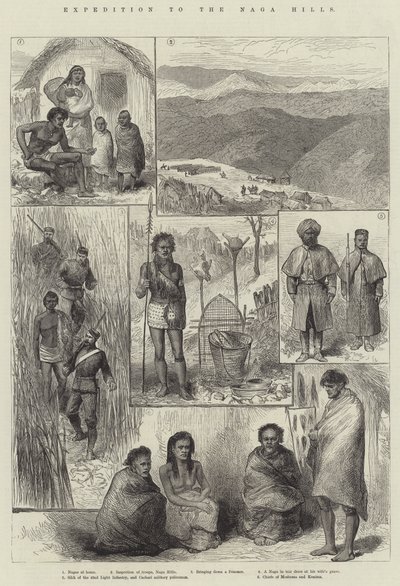Expédition aux collines Naga (gravure) - English School