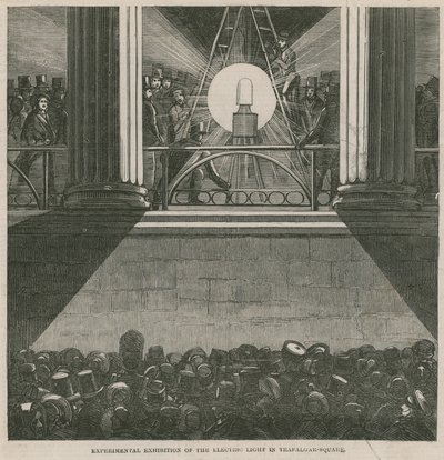 Exposition expérimentale de la lumière électrique à Trafalgar Square, Londres - English School