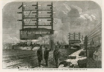 Extérieur de la cabine de signalisation AB du South-Eastern Railway à la gare de London Bridge - English School