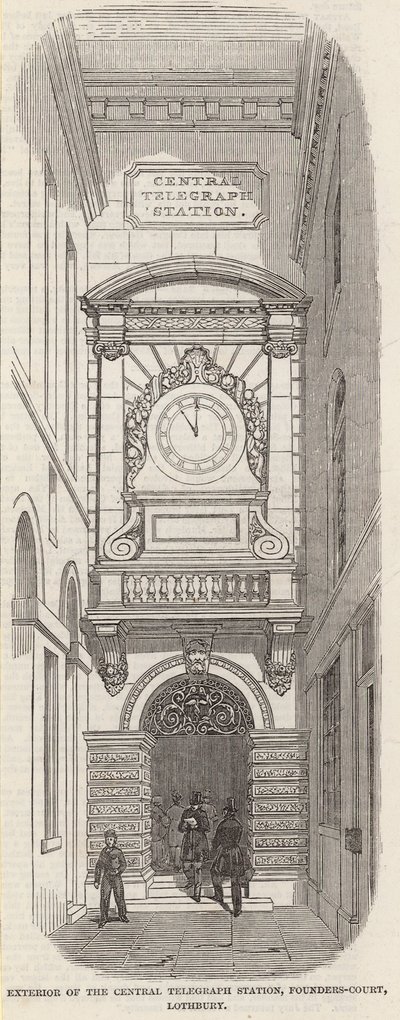 Extérieur de la station centrale de télégraphe, Pounders Court, Lothbury - English School
