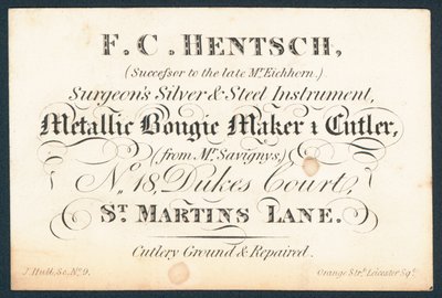F C Hentsch, instruments chirurgicaux en argent et en acier - English School