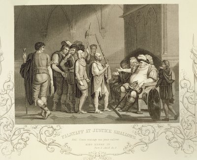 Falstaff chez Justice Shallow, dans Henry IV (Partie 2) Acte III Scène 2, par William Shakespeare (1564-1616) - English School