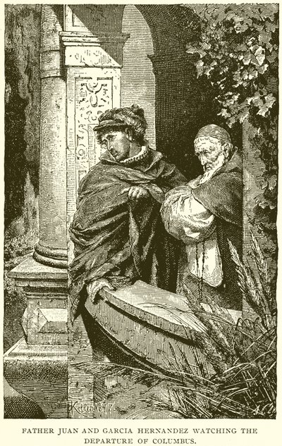 Le père Juan et Garcia Hernandez regardant le départ de Colomb - English School