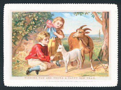 Nourrir les chèvres, Carte de Nouvel An - English School