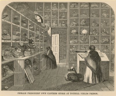 Magasin de vêtements des prisonnières à la prison de Tothill Fields - English School