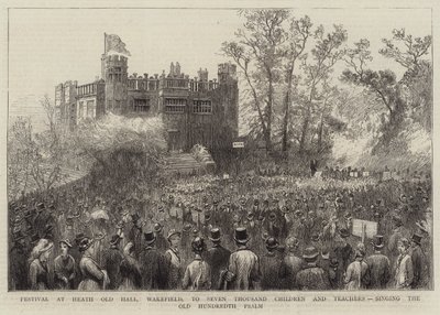 Festival à Heath Old Hall, Wakefield, pour sept mille enfants et enseignants, chantant le Psaume Old Hundredth (gravure) - English School
