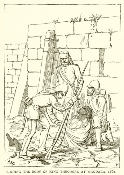 Découverte du corps du roi Théodore à Magdala, 1868 - English School