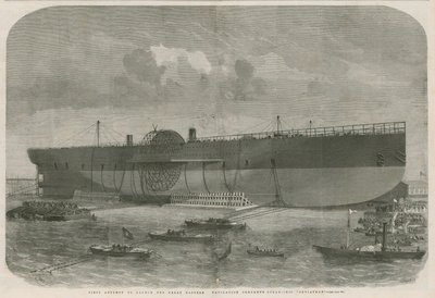 Première tentative de lancement du navire à vapeur Leviathan de la compagnie de navigation Great Eastern - English School