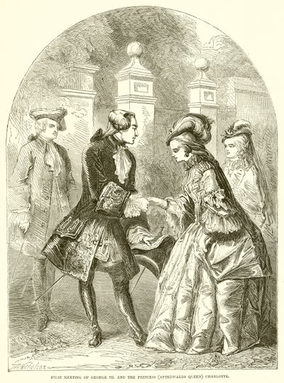 Première rencontre de George III et de la princesse (plus tard reine) Charlotte - English School
