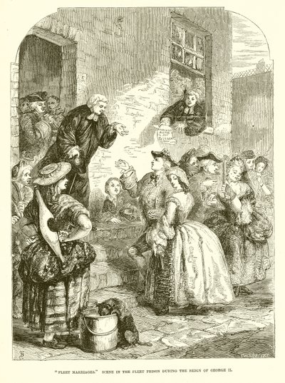 Mariages en prison. Scène dans la prison de Fleet sous le règne de George II - English School