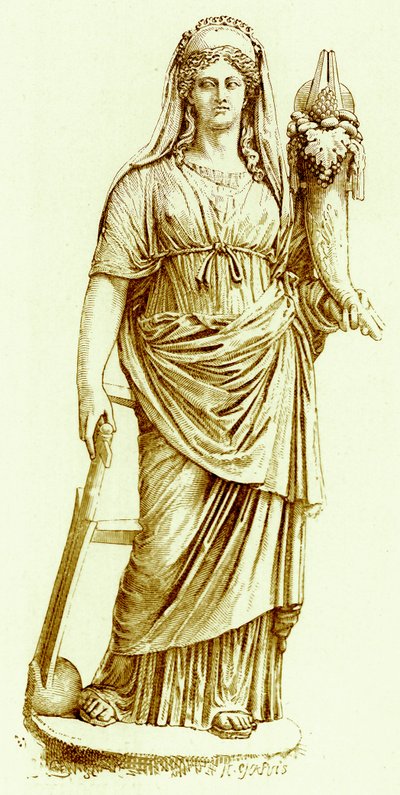 Fortuna, statue au Vatican, illustration de History of Rome par Victor Duruy, publiée en 1884 - English School