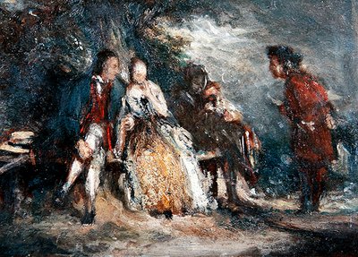 Quatre figures, dont deux amants, en conversation, c.1800 - English School