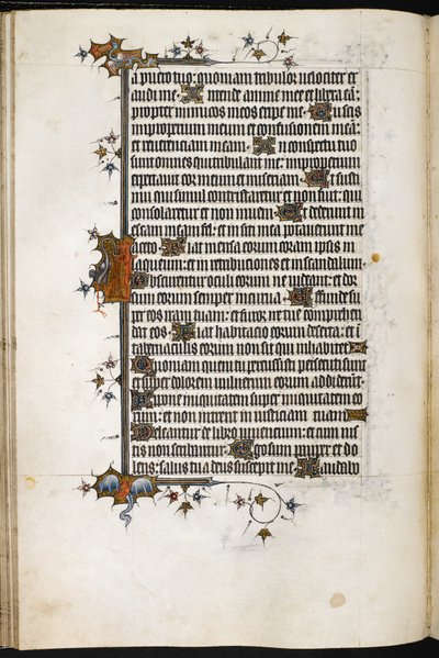Renard et cigogne dans le détail de la bordure de MS Egerton 3277, f.47v, du 