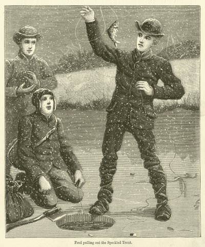 Fred tirant la truite mouchetée (gravure) - English School