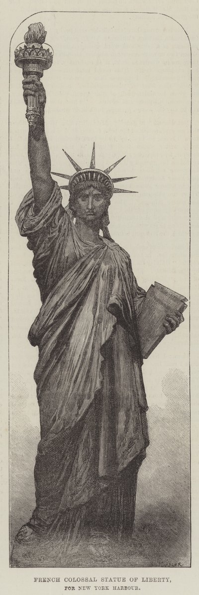 Statue colossale de la Liberté française, pour le port de New York - English School