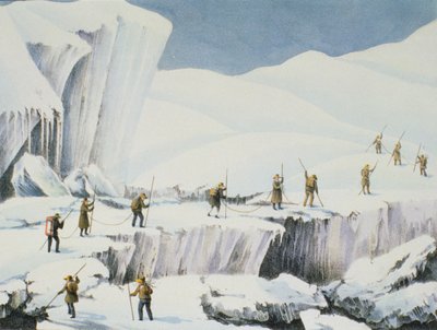 Apparition fréquente de la glace avec des ponts de neige, extrait de A Narrative of an Ascent to the Summit of Mont Blanc par Charles Fellows (1799-1860), publié en 1827 - English School
