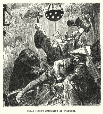 Le frère Ilsan conjure Wildeber (gravure) - English School