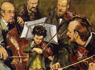 Fritz a joué avec le quatuor de son père sur un violon miniature - English School