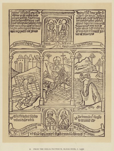De la Biblia Pauperum, Block-Book, vers 1450 (lithographie) - English School