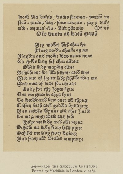 Du Speculum Christiani, imprimé par Machlinia à Londres, vers 1485 (lithographie) - English School