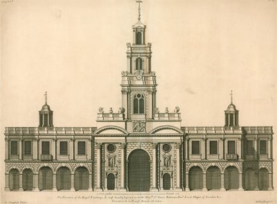 Élévation de face du Royal Exchange, Londres - English School