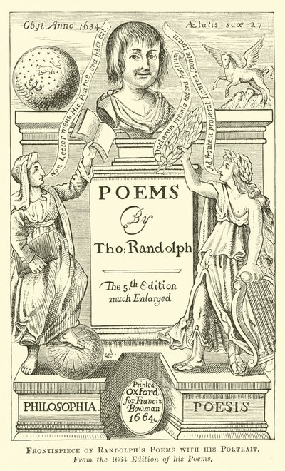 Frontispice des Poèmes de Randolph avec son Portrait - English School