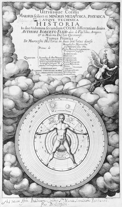 Frontispice de Utriusque Cosmi Historia par Robert Fludd (1574-1637) volume I, publié par Oppenheim 1617 - English School