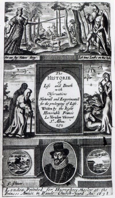 Frontispice de The History of Life and Death de Francis Bacon, publié en 1638 - English School