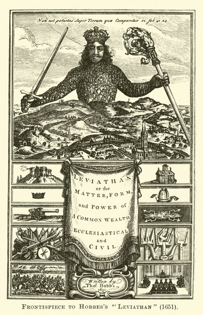 Frontispice du Léviathan de Hobbes, 1651 - English School