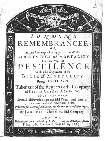 Frontispice de Londons Remembrancer par John Bell, 1665 - English School