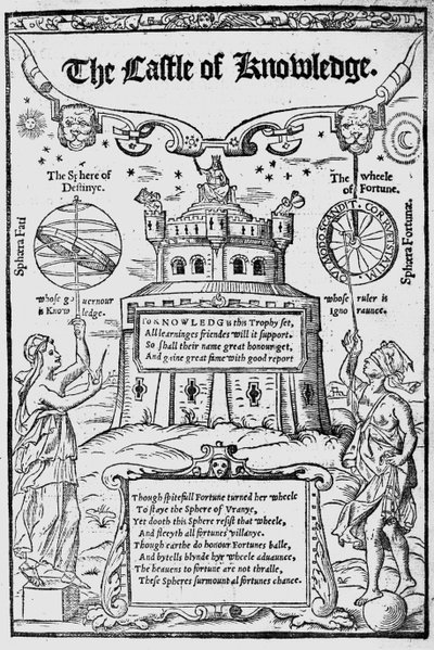 Frontispice du Château de la connaissance par Robert Recorde, 1556 - English School