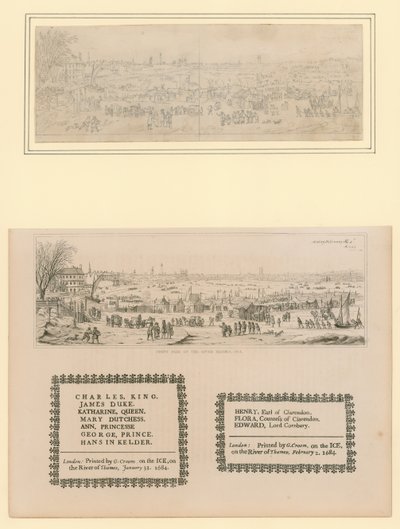 Foire sur la Tamise, Souvenir imprimé pour le roi Charles II et sa famille, 1684 - English School