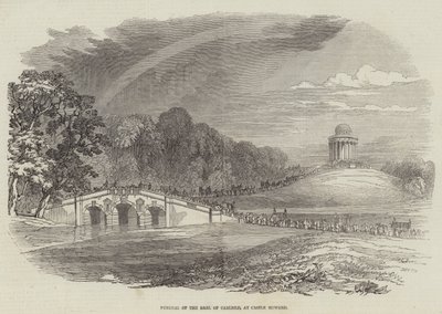 Funérailles du comte de Carlisle, au château Howard (gravure) - English School