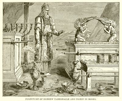 Mobilier du tabernacle hébreu et prêtre en robes - English School