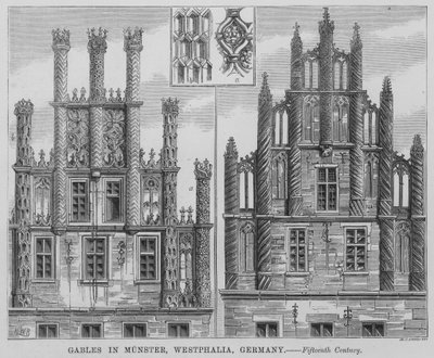 Pignons à Munster, Westphalie, Allemagne (gravure) - English School