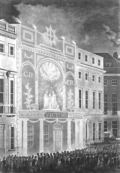Rassemblement à Portman Square pour observer une illumination pour la paix entre la Grande-Bretagne et la France, 1806 - English School