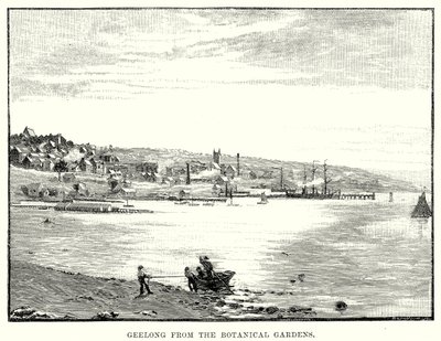 Geelong depuis les jardins botaniques (gravure) - English School