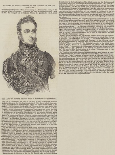 Général Sir Robert Thomas Wilson, colonel des 15e dragons (gravure) - English School