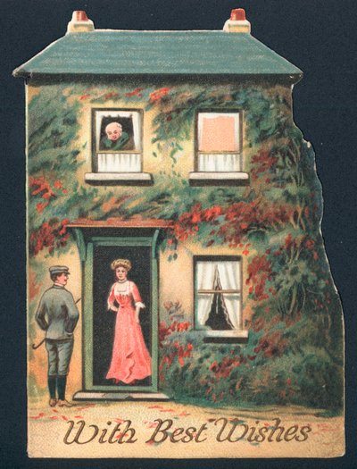 Gentleman rendant visite à une dame, Carte de Noël - English School