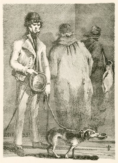 George Dyball, un mendiant aveugle de grande notoriété, et son chien Nelson - English School