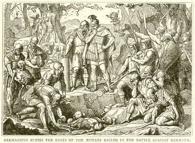 Germanicus enterre les os des Romains tués dans la bataille contre Hermann - English School