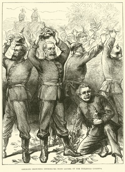 Les Allemands se couronnant de lauriers dans les jardins des Tuileries, mars 1871 - English School