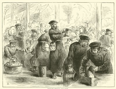 Les Allemands distribuant de la nourriture, janvier 1871 - English School