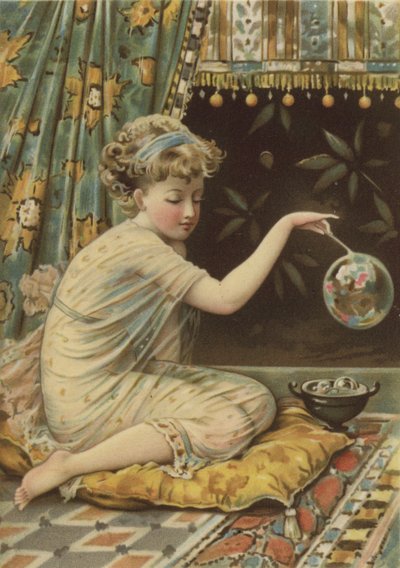 Fille soufflant des bulles - English School